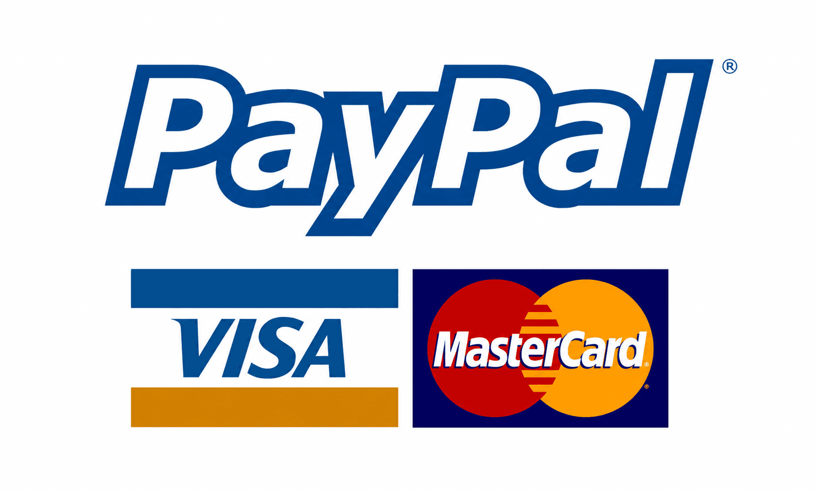 We accept PayPal, Visa, Mastercard